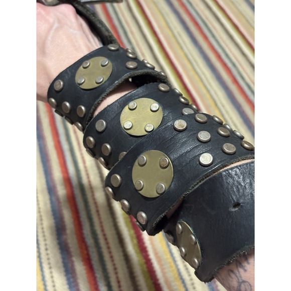 Vintage Diesel Studded Leather Belt Made in Italy Sz 40 Y2K Brass